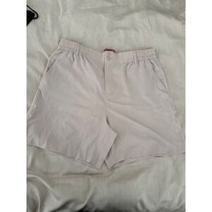 Burlebo Men's Performance Shorts Elastic Waist Zip Pocket Sand Size L